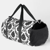 Rokoko-Damaskusmuster Schwarz auf Weiß Duffle Bag (Rechte Ecke)
