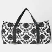 Rokoko-Damaskusmuster Schwarz auf Weiß Duffle Bag (Rückseite)