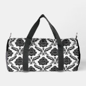 Rokoko-Damaskusmuster Schwarz auf Weiß Duffle Bag (Rückseite)