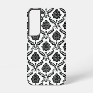 Rokoko-Damaskusmuster Schwarz auf Weiß Samsung Galaxy Hülle