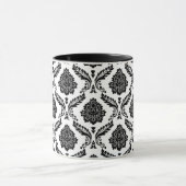 Rokoko-Damaskusmuster Schwarz auf Weiß Tasse (Zentrum)