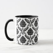 Rokoko-Damaskusmuster Schwarz auf Weiß Tasse (Links)
