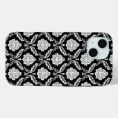 Rokoko-Damaskusmuster Weiß auf Schwarz  Case-Mate iPhone Hülle (Rückseite (Horizontal))
