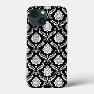 Rokoko-Damaskusmuster Weiß auf Schwarz Case-Mate iPhone Hülle