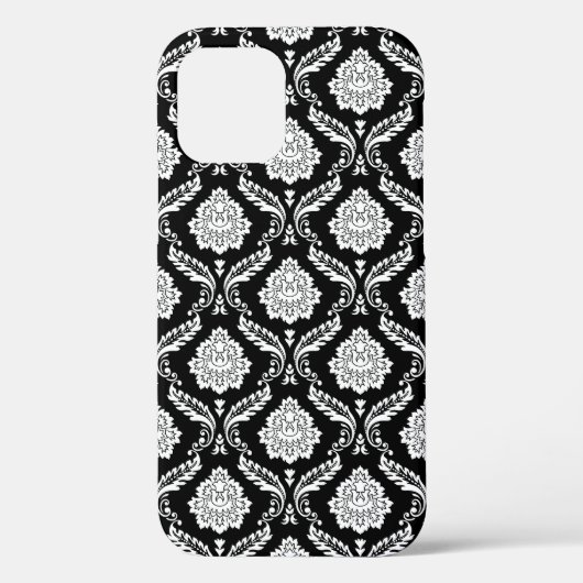 Rokoko-Damaskusmuster Weiß auf Schwarz Case-Mate iPhone Hülle (Rückseite)