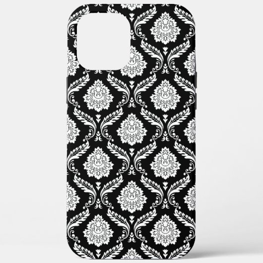 Rokoko-Damaskusmuster Weiß auf Schwarz Case-Mate iPhone Hülle (Rückseite)