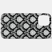 Rokoko-Damaskusmuster Weiß auf Schwarz Case-Mate iPhone Hülle (Rückseite (Horizontal))