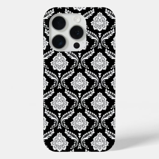 Rokoko-Damaskusmuster Weiß auf Schwarz  Case-Mate iPhone Hülle (Rückseite)