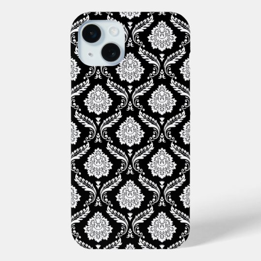Rokoko-Damaskusmuster Weiß auf Schwarz  Case-Mate iPhone Hülle (Rückseite)