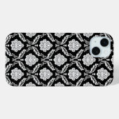 Rokoko-Damaskusmuster Weiß auf Schwarz  Case-Mate iPhone Hülle (Rückseite (Horizontal))