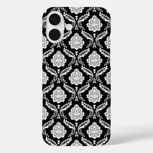 Rokoko-Damaskusmuster Weiß auf Schwarz Case-Mate iPhone Hülle (Rückseite)