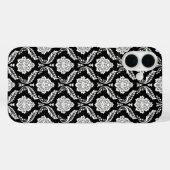 Rokoko-Damaskusmuster Weiß auf Schwarz Case-Mate iPhone Hülle (Rückseite (Horizontal))