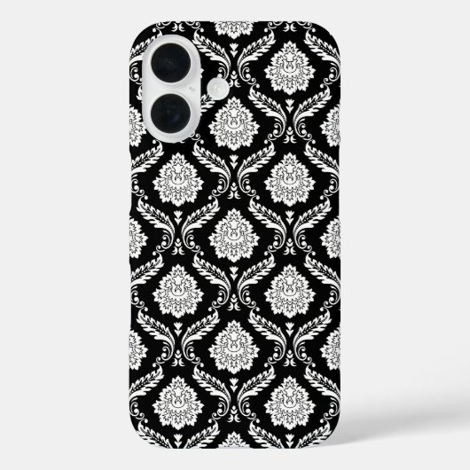 Rokoko-Damaskusmuster Weiß auf Schwarz Case-Mate iPhone Hülle (Rückseite)