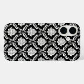 Rokoko-Damaskusmuster Weiß auf Schwarz Case-Mate iPhone Hülle (Rückseite (Horizontal))