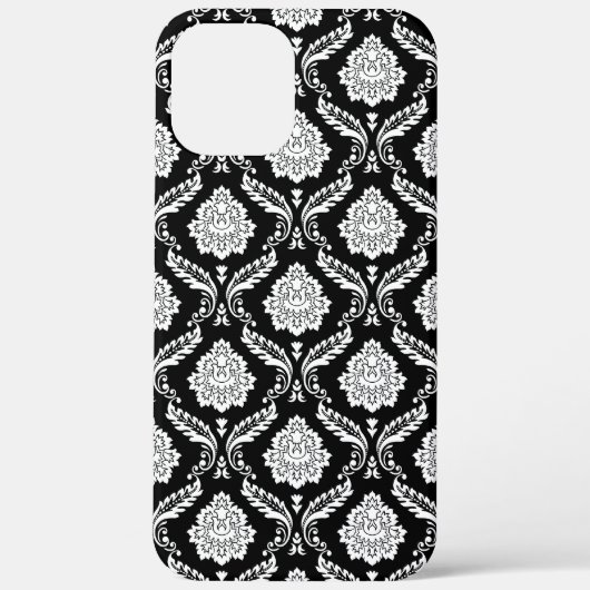 Rokoko-Damaskusmuster Weiß auf Schwarz Case-Mate iPhone Hülle (Rückseite)