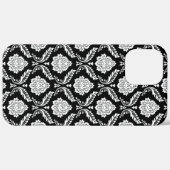 Rokoko-Damaskusmuster Weiß auf Schwarz Case-Mate iPhone Hülle (Hinten (horizontal))