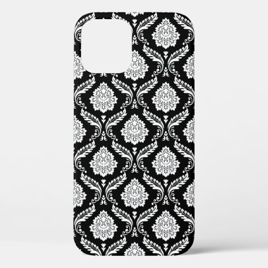 Rokoko-Damaskusmuster Weiß auf Schwarz Case-Mate iPhone Hülle (Rückseite)
