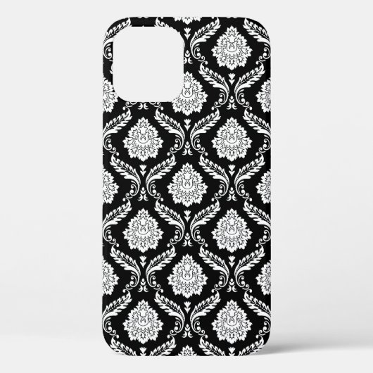 Rokoko-Damaskusmuster Weiß auf Schwarz  Case-Mate iPhone Hülle (Rückseite)