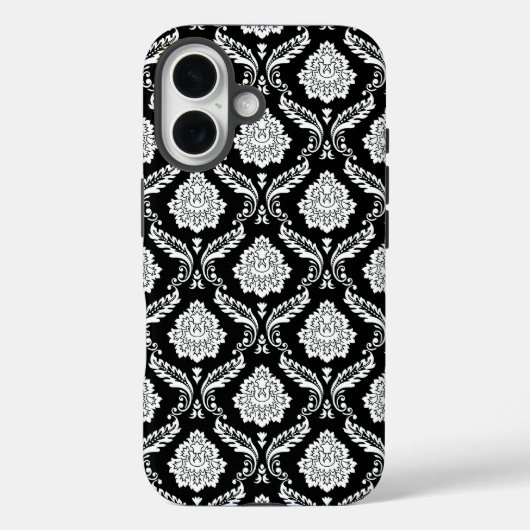 Rokoko-Damaskusmuster Weiß auf Schwarz Case-Mate iPhone Hülle (Rückseite)