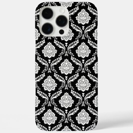 Rokoko-Damaskusmuster Weiß auf Schwarz  Case-Mate iPhone Hülle (Rückseite)