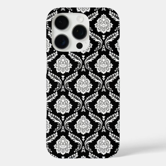 Rokoko-Damaskusmuster Weiß auf Schwarz  Case-Mate iPhone Hülle (Rückseite)