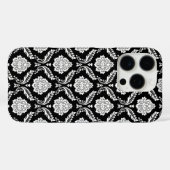 Rokoko-Damaskusmuster Weiß auf Schwarz  Case-Mate iPhone Hülle (Rückseite (Horizontal))