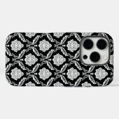 Rokoko-Damaskusmuster Weiß auf Schwarz Case-Mate iPhone Hülle (Rückseite (Horizontal))
