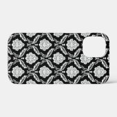 Rokoko-Damaskusmuster Weiß auf Schwarz Case-Mate iPhone Hülle (Rückseite (Horizontal))