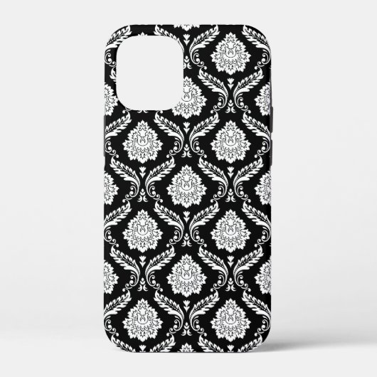 Rokoko-Damaskusmuster Weiß auf Schwarz Case-Mate iPhone Hülle (Rückseite)