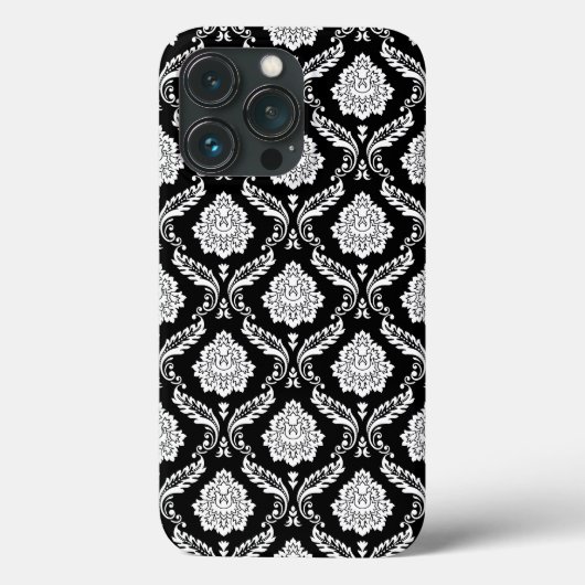 Rokoko-Damaskusmuster Weiß auf Schwarz Case-Mate iPhone Hülle (Rückseite)