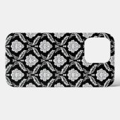 Rokoko-Damaskusmuster Weiß auf Schwarz Case-Mate iPhone Hülle (Rückseite (Horizontal))