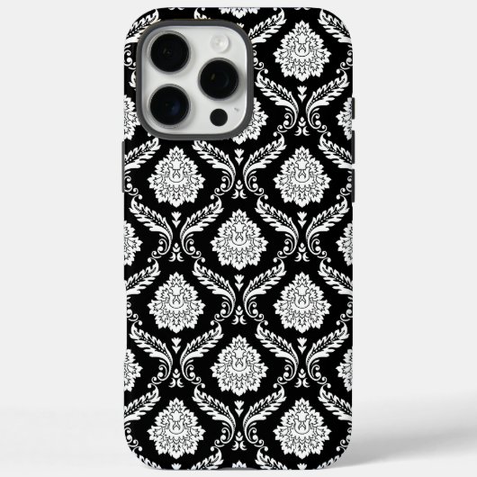 Rokoko-Damaskusmuster Weiß auf Schwarz Case-Mate iPhone Hülle (Rückseite)
