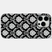 Rokoko-Damaskusmuster Weiß auf Schwarz Case-Mate iPhone Hülle (Rückseite (Horizontal))