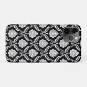 Rokoko-Damaskusmuster Weiß auf Schwarz Case-Mate iPhone Hülle (Rückseite (Horizontal))