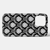Rokoko-Damaskusmuster Weiß auf Schwarz Case-Mate iPhone Hülle (Rückseite (Horizontal))
