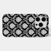 Rokoko-Damaskusmuster Weiß auf Schwarz Case-Mate iPhone Hülle (Rückseite (Horizontal))
