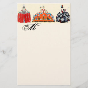 ROKOKO-DAMEN-MODE-KOSTÜM-DESIGNER-MONOGRAMM BRIEFPAPIER