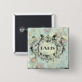 Rokoko Design und Rosen im antiken Stil Button (Vorne & Hinten)