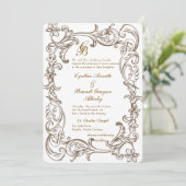 Rokoko Florentine Monochrome Einladung (Stehend Vorderseite)