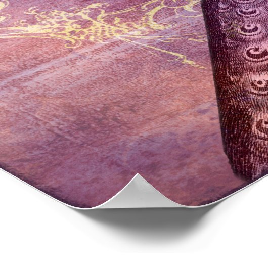 Rokoko Französische Lila PfauenPrint Poster (Ecke)