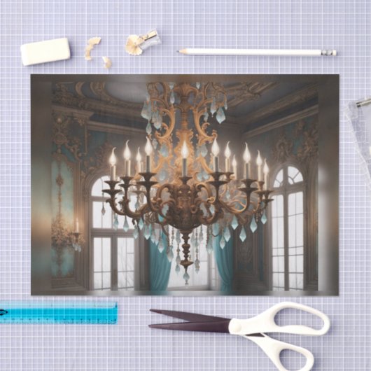 Rokoko French Chandelier Decoupage 1 Seidenpapier (Handwerk)