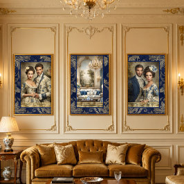 Rokoko-Glamour & Allure Blau Decoupage 1 Geschenkpapier Set