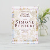 Rokoko Gold Filigree Bridal Dusche Einladung (Stehend Vorderseite)