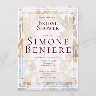 Rokoko Gold Filigree Bridal Dusche Einladung