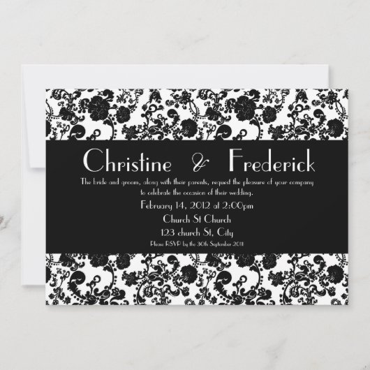 Rokoko Hochzeit, Einladung 5"x7". (Vorderseite)