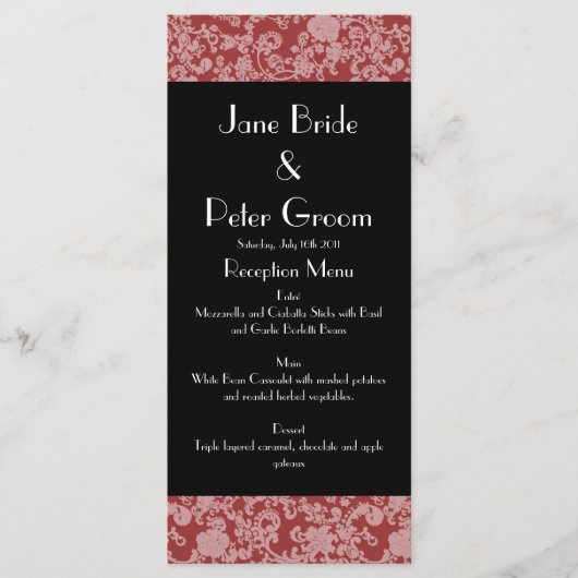 Rokoko-Hochzeit, Menü/Programmkarte Menükarte (Vorderseite)