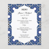 Rokoko Indigo Beautiful Blue Wedding Menu (Vorderseite)