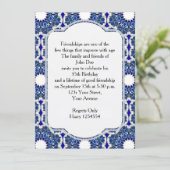 Rokoko Indigo Beautiful Einladung (Stehend Vorderseite)