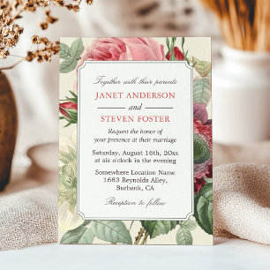 Rokoko Inspo Vintage Botanische Blumenhochzeit Einladung