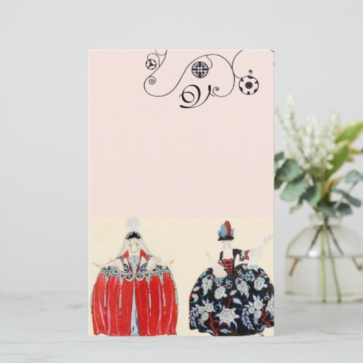 ROKOKO LADIES SCHÖNHEIT,FASHION KOSTEN DEKO MONOGR BRIEFPAPIER (Stehend Vorderseite)